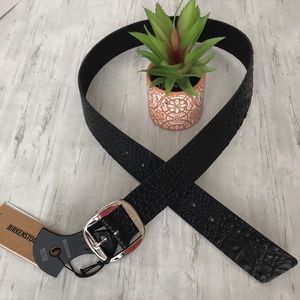 NWT Birkenstock women's Knoxville  Gator Anthracite leather belt 85/34
